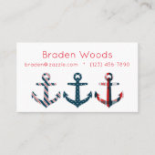 Nautical Patterated Anchors Calling Card Visitekaartje (Voorkant)