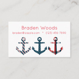 Nautical Patterated Anchors Calling Card Visitekaartje