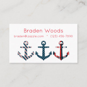 Nautical Patterated Anchors Calling Card Visitekaartje