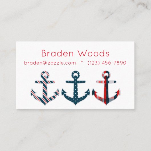 Nautical Patterated Anchors Calling Card Visitekaartje (Voorkant)
