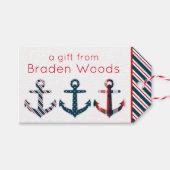 Nautical Patterated Anchors Gift Labels Cadeaulabel (Voorkant (Horizontaal))