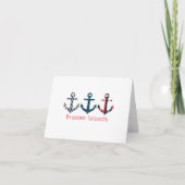 Nautical Patterated Anchors Personalized Note Card Notitiekaartje (Voorkant)