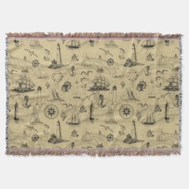 Nautical  Pattern Antiek Coastal Décor Deken