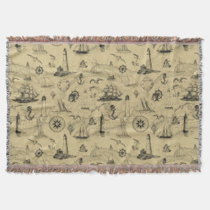 Nautical  Pattern Antiek Coastal Décor Deken