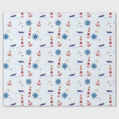 Nautical Pattern, Marine Pattern, Sailing, Anchors Cadeaupapier (Vlak)