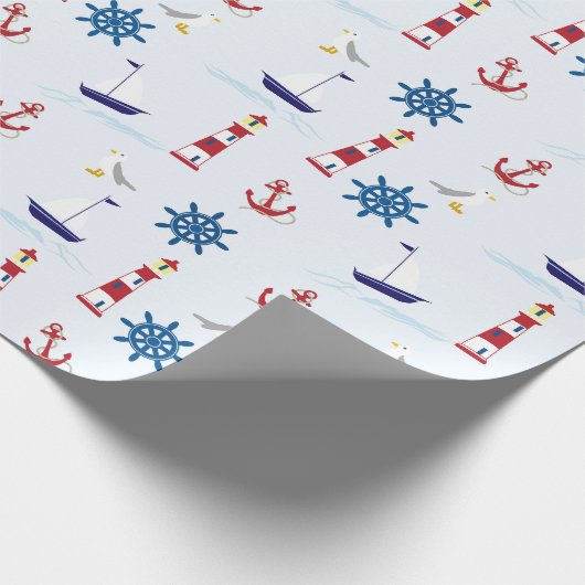Nautical Pattern, Marine Pattern, Sailing, Anchors Cadeaupapier (Hoek)