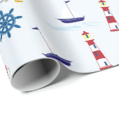 Nautical Pattern, Marine Pattern, Sailing, Anchors Cadeaupapier (Rol Hoek)