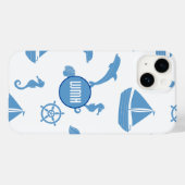 Nautical Pattern Monogram Case-Mate iPhone Case (Achterkant (horizontaal))