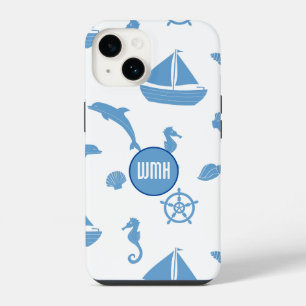 Nautical Pattern Monogram iPhone 14 Hoesje