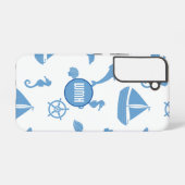 Nautical Pattern Monogram Samsung Galaxy Hoesje (Achterkant horizontaal)