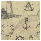Nautical Pattern Old Map Achtergrond Stof (Close Up)