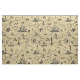 Nautical Pattern Old Map Achtergrond Stof