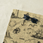  Nautical Pattern Old Map Achtergrond Strandlaken (In situ)