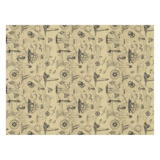  Nautical Pattern Old Map Achtergrond Tafelkleed (Voorkant (Horizontaal))