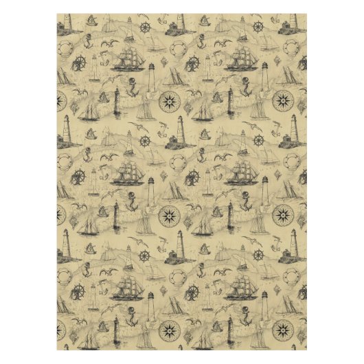 Nautical Pattern Old Map Achtergrond Tafelkleed (Voorkant)