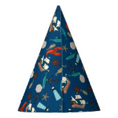 Nautical Pattern On Navy Blue Feesthoedjes (Achterkant)