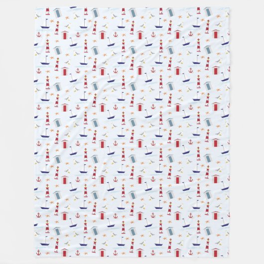 Nautical Pattern Throw Blanket Fleece Deken (Voorkant)