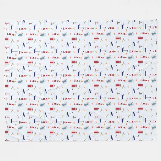 Nautical Pattern Throw Blanket Fleece Deken (Voorkant (Horizontaal))