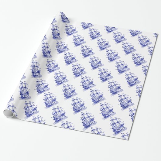 Nautical Pattern Wrapping Paper Cadeaupapier (Uitgerold)