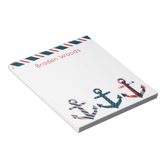 Nautical Patterned Anchors Personalized Notitieblo Notitieblok (Schuin)