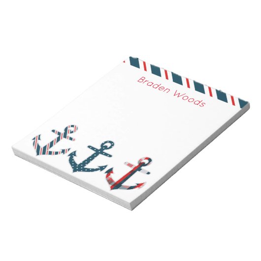 Nautical Patterned Anchors Personalized Notitieblo Notitieblok (Linkerzijde)