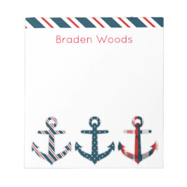 Nautical Patterned Anchors Personalized Notitieblo Notitieblok