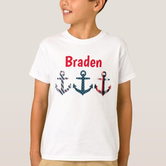 Nautical Patterned Anchors Personalized T-shirt (Voorkant)