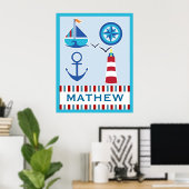 Nautical Personalised Name Art Print (Thuiskantoor)
