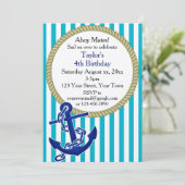 Nautical Personalized Birthday Party Kaart (Staand voorkant)