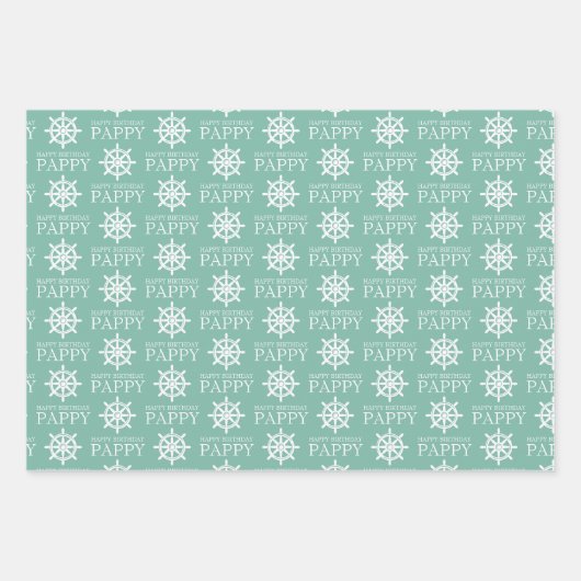 Nautical Personalized Birthday Wrapping Sheets Inpakpapier Vel (Voorkant 2)