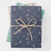 Nautical Personalized Birthday Wrapping Sheets Inpakpapier Vel (In situ)