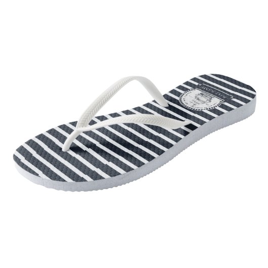 Nautical Personalized Blue Teenslippers (Schuin)
