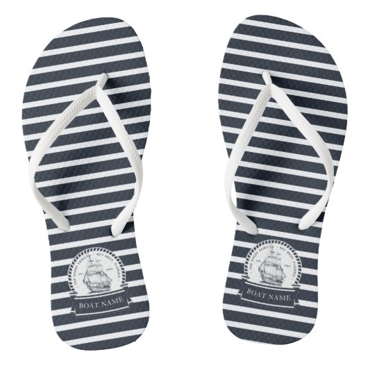Nautical Personalized Blue Teenslippers (Voetbed)