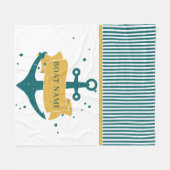 Nautical Personalized Boat Name Fleece Deken (Voorkant (Horizontaal))