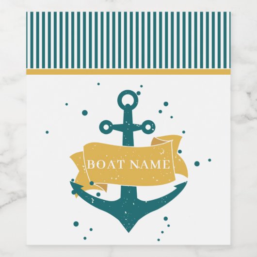 Nautical Personalized Boat Name Wijn Etiket (Enkel label)