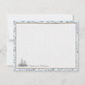 Nautical Personalized Flat Note-kaarten - Boat Kaart (Voorkant)