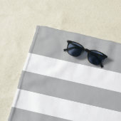 Nautical Personalized Name Navy Gray Striped Strandlaken (In situ)