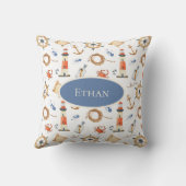 Nautical Personalized Name Navy Nursery Kussen (Achterkant)
