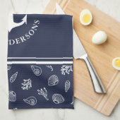 Nautical Personalized Navy Blue Anchor Family Theedoek (Quarter Fold)