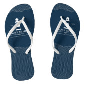 Nautical Personalized Navy Blue vuurtoren Boat Teenslippers (Voetbed)