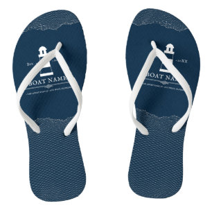 Nautical Personalized Navy Blue vuurtoren Boat Teenslippers