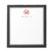 Nautical Personalized Notepad, Red Black Crab Notitieblok (Voorkant)