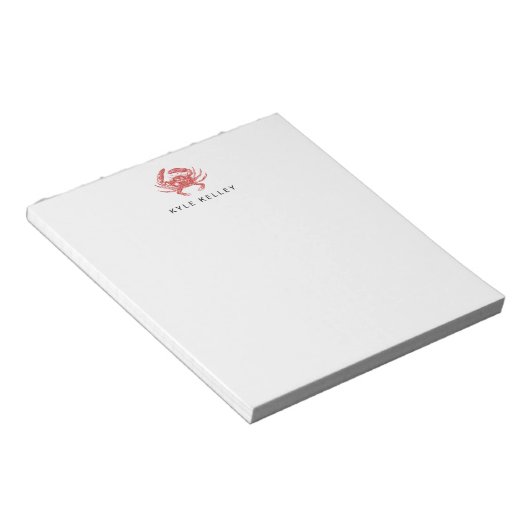 Nautical Personalized Notepad, Rode krab Notitieblok (Schuin)