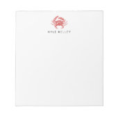 Nautical Personalized Notepad, Rode krab Notitieblok (Voorkant)