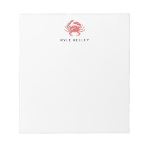 Nautical Personalized Notepad, Rode krab Notitieblok