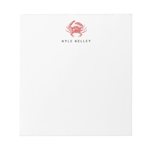 Nautical Personalized Notepad, Rode krab Notitieblok (Voorkant)