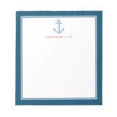 Nautical Personalized Notitieblok, Blue Anchor Notitieblok (Voorkant)