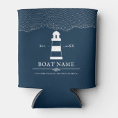 Nautical Personalized vuurthouse Boat Name Blue Blikjeskoeler (Voorkant)