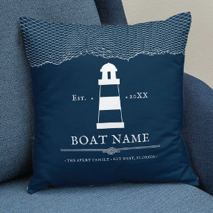 Nautical Personalized vuurthouse Boat Name Kussen