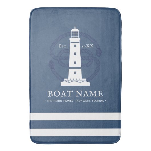 Nautical Personalized vuurthouse Boat Name Modern Badmat (Voorkant Verticaal)